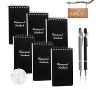 QLFJ-FurDec 6PCS Carnets Étanches Spirale 2 Stylo Gel Métalliques, Carnet de Notes A7 Pocket Rite in the Rain, Imperméables Carnet de Poche Carnet de Combat Notebook 3 x 5 Pouces