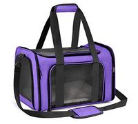 Qlfyuu Sac de transport portable pour animal de compagnie, côté souple, pliable, approuvé par les compagnies aériennes, jusqu'à 6,8 kg, violet, taille M