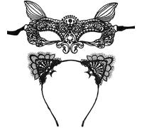 QLHNGUZ Masque de chat et bandeau oreilles de chat - Masques de mascarade et accessoires Catwoman pour maquillage