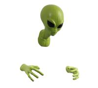 QLIQLIK Sculpture murale d'alien verte en latex 3D - Tête et main - Petite statue murale à suspendre - Science-fiction - Ornement décoratif à suspendre