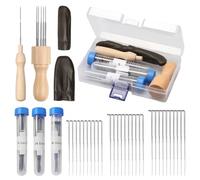 QLK 30PCS Aiguille a Laine,3 Tailles Laine Feutrage Outil,Kit De Feutrage à L'aiguille,Aiguilles à Feutrer Avec Doigtiers, Aiguilles Avec Poignées En Bois Pour Le Feutrage De La Laine à Faire Soi-Même