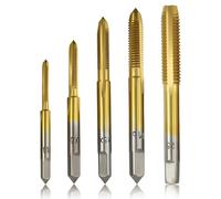 QLK 5 Pcs Tarauds à Goujure Droite, HSS Foret Taraudeur M3 M4 M5 M6 M8, Embouts de Taraudage à Main, Titane Outil de Taraudage Assortiment pour Réparation Automobile Métallurgie Bricolage