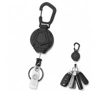 QLK Porte Clés Rétractable Haute Résistance, Mousqueton Robuste pour Badge, Bobine d’ID Tactique avec Câble en Acier Rétractable et Fermeture Magnétique Sécurisée, 1 Pièce