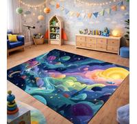 QLKIYBG Kids Space Rug for Boys Girls Bedroom, Non Slip Washable Galaxy Area Rug, Soft Robot Rocket Planet Carpet for Playroom, Reading Corner, Ideal Halloween Decor(Size:80ⅹ120cm,Color:O)
