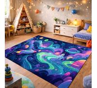 QLKIYBG Kids Space Rug for Boys Girls Bedroom, Non Slip Washable Galaxy Area Rug, Soft Robot Rocket Planet Carpet for Playroom, Reading Corner, Ideal Halloween Decor(Size:200ⅹ250cm,Color:H)