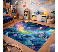 QLKIYBG Kids Space Rug for Boys Girls Bedroom, Non Slip Washable Galaxy Area Rug, Soft Robot Rocket Planet Carpet for Playroom, Reading Corner, Ideal Halloween Decor(Size:180ⅹ280cm,Color:M)