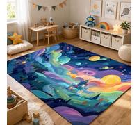 QLKIYBG Kids Space Rug for Boys Girls Bedroom, Non Slip Washable Galaxy Area Rug, Soft Robot Rocket Planet Carpet for Playroom, Reading Corner, Ideal Halloween Decor(Size:120ⅹ180cm,Color:L)