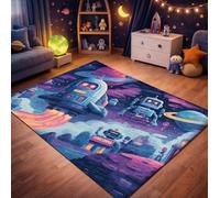 QLKIYBG Kids Space Rug for Boys Girls Bedroom, Non Slip Washable Galaxy Area Rug, Soft Robot Rocket Planet Carpet for Playroom, Reading Corner, Ideal Halloween Decor(Size:120ⅹ200cm,Color:B)