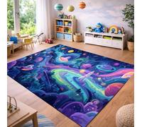 QLKIYBG Kids Space Rug for Boys Girls Bedroom, Non Slip Washable Galaxy Area Rug, Soft Robot Rocket Planet Carpet for Playroom, Reading Corner, Ideal Halloween Decor(Size:40ⅹ60cm,Color:Q)