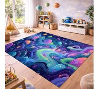 QLKIYBG Kids Space Rug for Boys Girls Bedroom, Non Slip Washable Galaxy Area Rug, Soft Robot Rocket Planet Carpet for Playroom, Reading Corner, Ideal Halloween Decor(Size:120ⅹ200cm,Color:P)