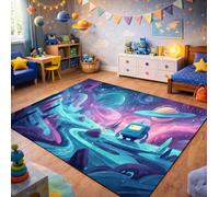 QLKIYBG Kids Space Rug for Boys Girls Bedroom, Non Slip Washable Galaxy Area Rug, Soft Robot Rocket Planet Carpet for Playroom, Reading Corner, Ideal Halloween Decor(Size:50ⅹ80cm,Color:I)