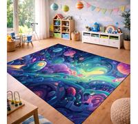 QLKIYBG Kids Space Rug for Boys Girls Bedroom, Non Slip Washable Galaxy Area Rug, Soft Robot Rocket Planet Carpet for Playroom, Reading Corner, Ideal Halloween Decor(Size:200ⅹ300cm,Color:T)