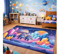 QLKIYBG Kids Space Rug for Boys Girls Bedroom, Non Slip Washable Galaxy Area Rug, Soft Robot Rocket Planet Carpet for Playroom, Reading Corner, Ideal Halloween Decor(Size:100ⅹ200cm,Color:F)