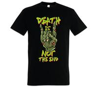 QLKNSC Death is Not The End White Yellow Black Red Mens Women T T-Shirts à Manches Courtes 100% Cotton Pixel 8 Bit Geek Nerd Fun Retro Zombie Metal Fist(Large)