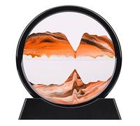 QLKUNLA Image d'Art en Mouvement Liquide 3D - Paysage de Sable Profond - Cadre Coulant - Relaxant - Pour Bureau, Maison, Décoration Artistique (17,8 cm, Orange)