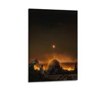 QLLS Impression sur toile représentant un homme tenant un drapeau d'Israël contre la Palestine - 30 x 45 cm