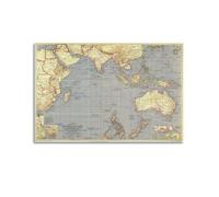 QLLS Poster sur toile représentant l'océan Indien, l'Australie, la Nouvelle-Zélande et la Malaisie - Décoration sur toile pour chambre à coucher - 60 x 90 cm