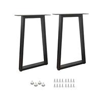 QLLY Lot de 2 Pieds de Table trapézoïdaux en métal de 71,1 cm, pour Bureau à Domicile (71,1 cm, Noir)