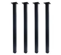 QLLY Lot de 4 Pieds de Bureau carrés réglables en métal - 75 cm - Noir