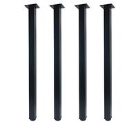 QLLY Lot de 4 pieds de bureau carrés réglables en métal - 80 cm, noir