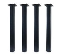 QLLY Lot de 4 Pieds de Bureau carrés réglables en métal de 50 cm pour Table de Bureau (50 cm, Noir)