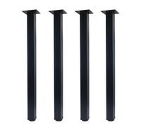 QLLY Lot de 4 Pieds de Bureau carrés réglables en métal de 70 cm, pour Table de Bureau (69,8 cm, Noir)