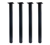 QLLY Lot de 4 pieds de meubles carrés en métal réglables de 71,1 cm (noir)