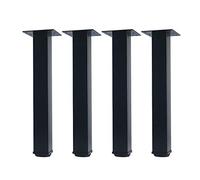 QLLY Lot de 4 pieds de meubles carrés réglables en métal - 35,6 cm - Noir