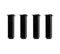 QLLY Lot de 4 pieds de meubles carrés réglables en métal de 20,3 cm, pour table de bureau, noir