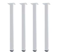 QLLY Lot de 4 Pieds de Meubles en métal réglables en Hauteur - Profil carré - 50 x 50 mm - Hauteur 70 cm - Pieds de Table pour Bureau DIY - Blanc