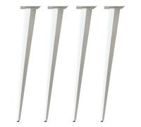 QLLY Lot de 4 pieds de table inclinés en métal de 71,1 cm, pieds de bureau, pieds de meubles inclinés, assemblage facile - Idéal pour les bureaux de bureau et les meubles modernes (blanc)