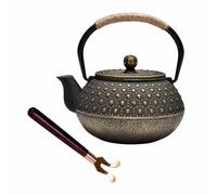 QLoztyse Bouilloire à thé en fonte - Théière japonaise avec infuseur en acier inoxydable et pince, théières à eau de 887 ml pour cuisinière, poêles à bois