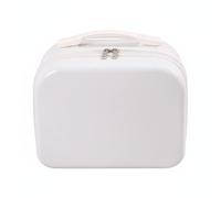QLoztyse Valise Cosmétique Trousse à Maquillage Boîte de Rangement Coffret Petite Mallette Poignée Ergonomique Construction PC Intérieur Doux Polyester, Blanc, Blanc, 14 Pouces