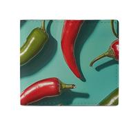 QLPTM Chili Pepper - Portefeuille en cuir pour homme et femme - Portefeuille fin pour cartes de crédit - Petit portefeuille à deux volets - Image de piment - Taille unique - Décontracté, Image de