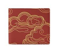 QLPTM Golden Line Portefeuille en cuir pour homme et femme - Portefeuille fin pour cartes de crédit - Petit portefeuille à deux volets - Motif ligne dorée - Taille unique - Décontracté, Dessin à la