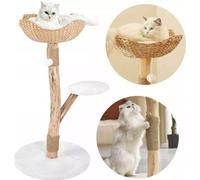 QLS Arbre à chat 97 cm de haut avec surface de repos Panier pour chat et coussin Beige 10974