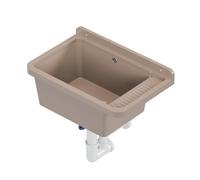 QLS Bac à laver 50,8x33,8 cm en polypropylène avec siphon, beige