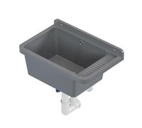QLS Bac à laver 50,8x33,8 cm en polypropylène avec siphon, gris