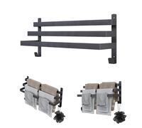 QLS Badetuch- Porte-Serviettes 60 CM avec Crochet Triple Salle Noir Acier