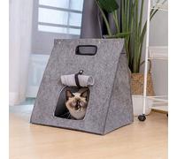 QLS Cave à chat Lit Lit 41x40 cm en feutre robuste Gris Facile d'entretien Intérieur 11149