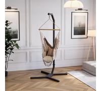 QLS Chaise suspendue Structure acier avec crochet 203 cm Stable jusqu'à 100kg Outdoor Noir 11258