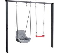 QLS Châssis de balançoire 260 cm Double balançoire Échafaudage Châssis de balançoire nid en acier 11157