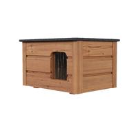QLS Chien Maison à Chat en Bois 53x39 CM Isolé Hiver Monté Extérieur