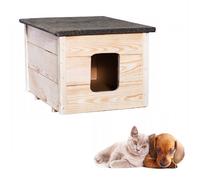QLS Chien Maison à Chat en Bois 54x40 CM Isolé Hiver Monté non Peinte