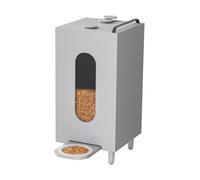 QLS Distributeur croquettes bois 20 L chien/chat | Distribution précise des croquettes par levier, support bois et métal décoratif