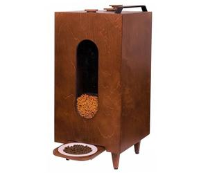 QLS Distributeur de nourriture sèche 20 L, pour chats et chiens, avec bol, 60 x 30 x 30 cm (marron #E10197)