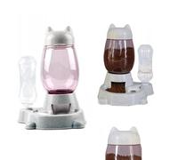 QLS Distributeur d'eau et de nourriture 2 en 1 pour chats et chiens - 2,2 l - Gris