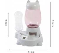 QLS Distributeur d'eau et de nourriture 2en1 pour chats chiens 2,2L Nourriture sèche Gris 10968