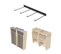 QLS Double support mural acier pour 20 chaises pliantes Noir | Structure thermolaquée à visser pour ranger jusqu'à 20 chaises pliantes