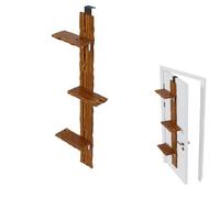 QLS Escabeau pour chat, en bois de pin, pour chat, montage sur porte, 3 marches, 180 cm, décoration flammée